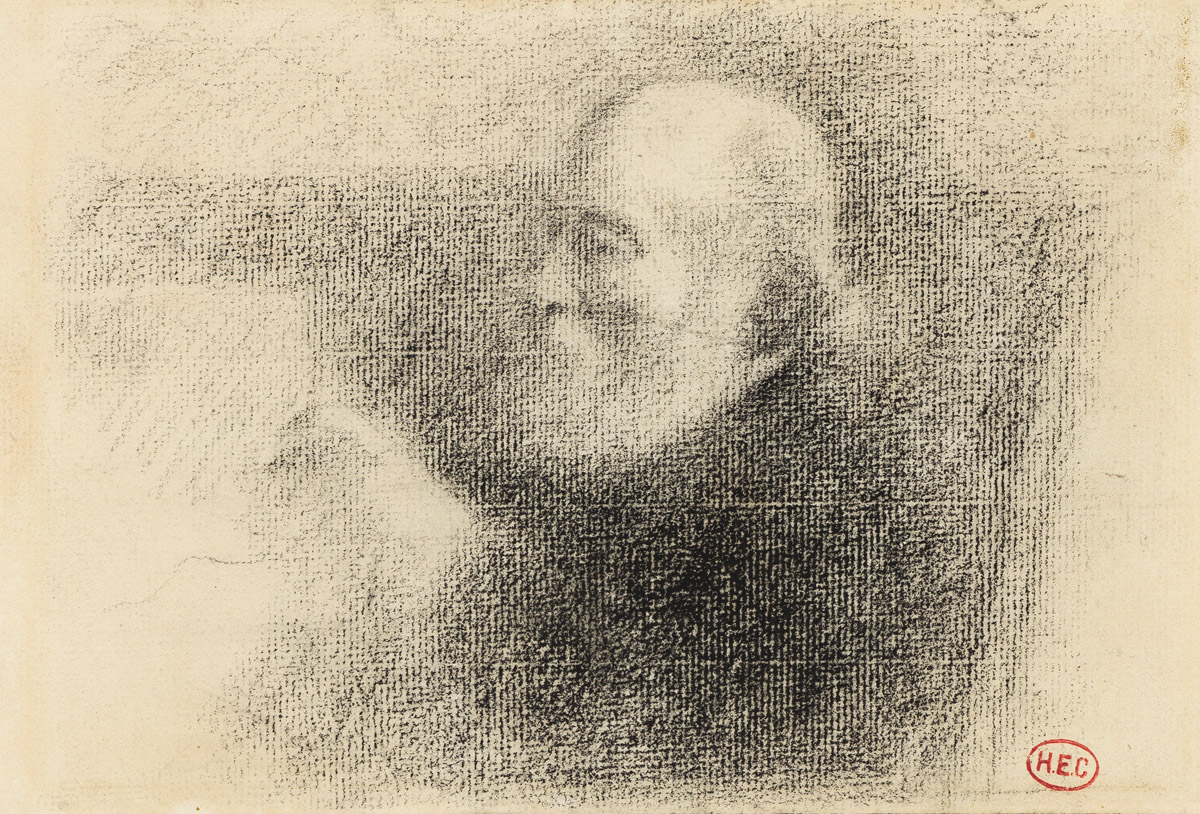 HENRI-EDMOND CROSS Portrait de Camille Pissarro, en profil, lisant.